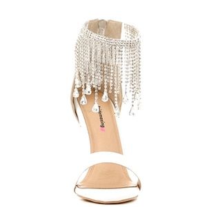 White Jewel tassel sandals for bride wedding day